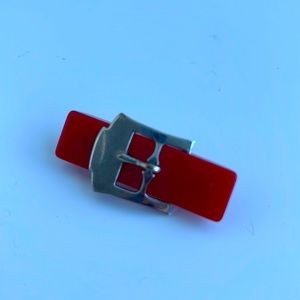 Vintage Red Bakelite Buckle Brooch